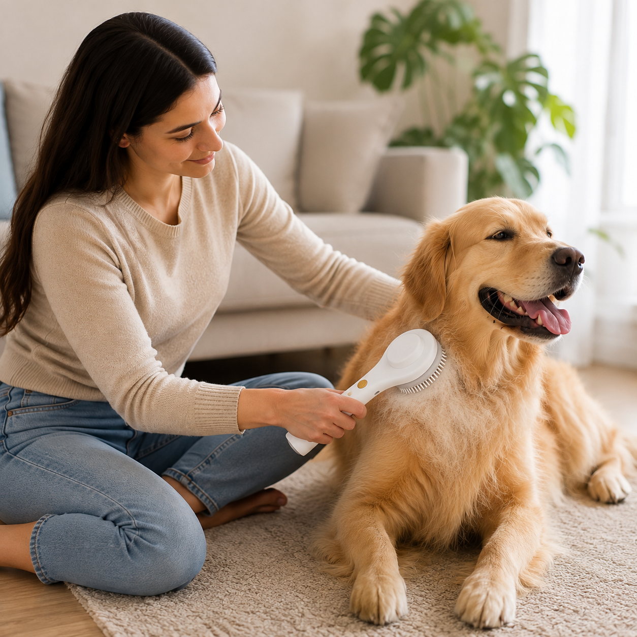 Steam Brush Cepillo de Vapor para Mascotas - Cepillo Recargable USB para Perros y Gatos