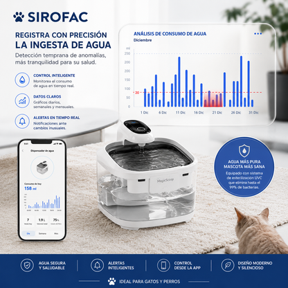 PureFlow Fuente de Agua Inteligente para Mascotas - Fuente con Filtro para Perros y Gatos