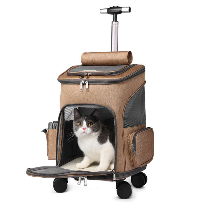 TravelMate Mochila con Ruedas para Mascotas - Mochila Trolley 2 en 1 para Perros y Gatos