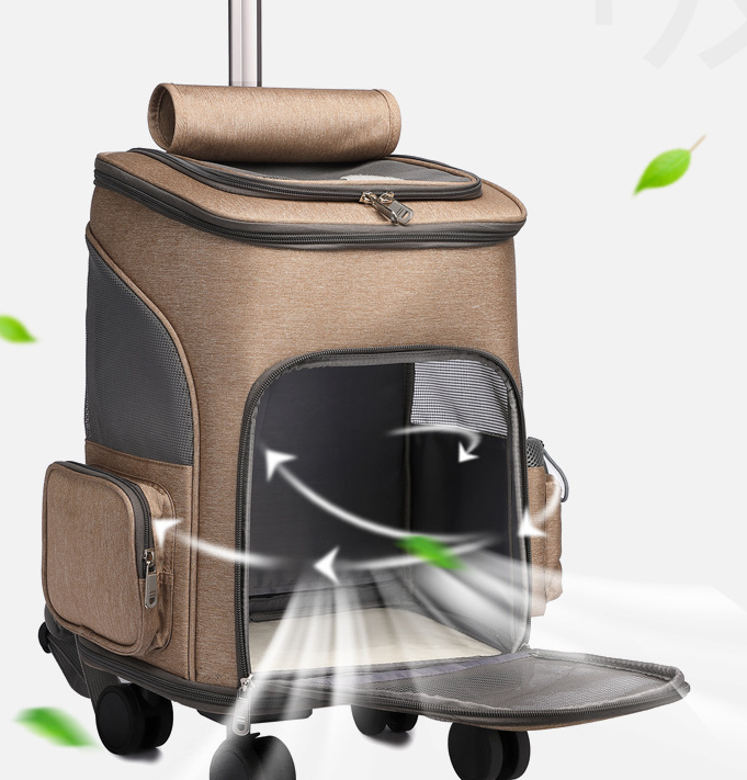 TravelMate Mochila con Ruedas para Mascotas - Mochila Trolley 2 en 1 para Perros y Gatos