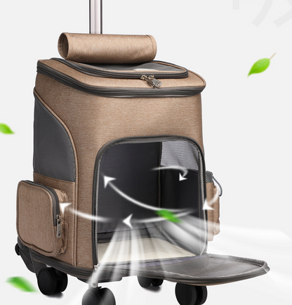 TravelMate Mochila con Ruedas para Mascotas - Mochila Trolley 2 en 1 para Perros y Gatos